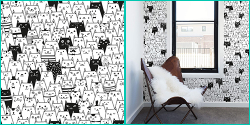 Cute geometric cat wallpaper