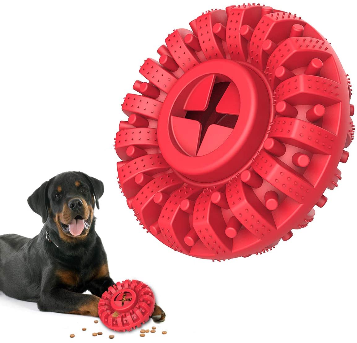 Lewondr Dog Chew Toys for Aggressive Chewers,Durable Natural Rubber Indestructible Dog Toys Treat Dispenser for Power Chewers, Chew Toy for Medium and Large...