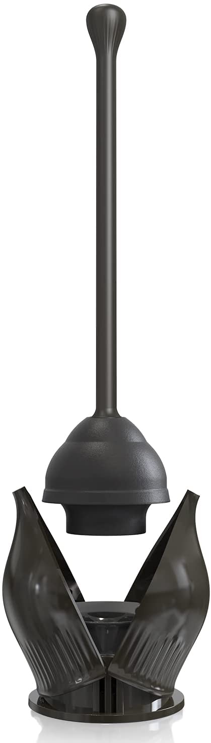 Heavy duty toilet plunger with hide away storage